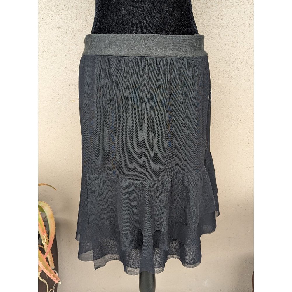 💜Vintage Sheer Black Ruffle Skirt